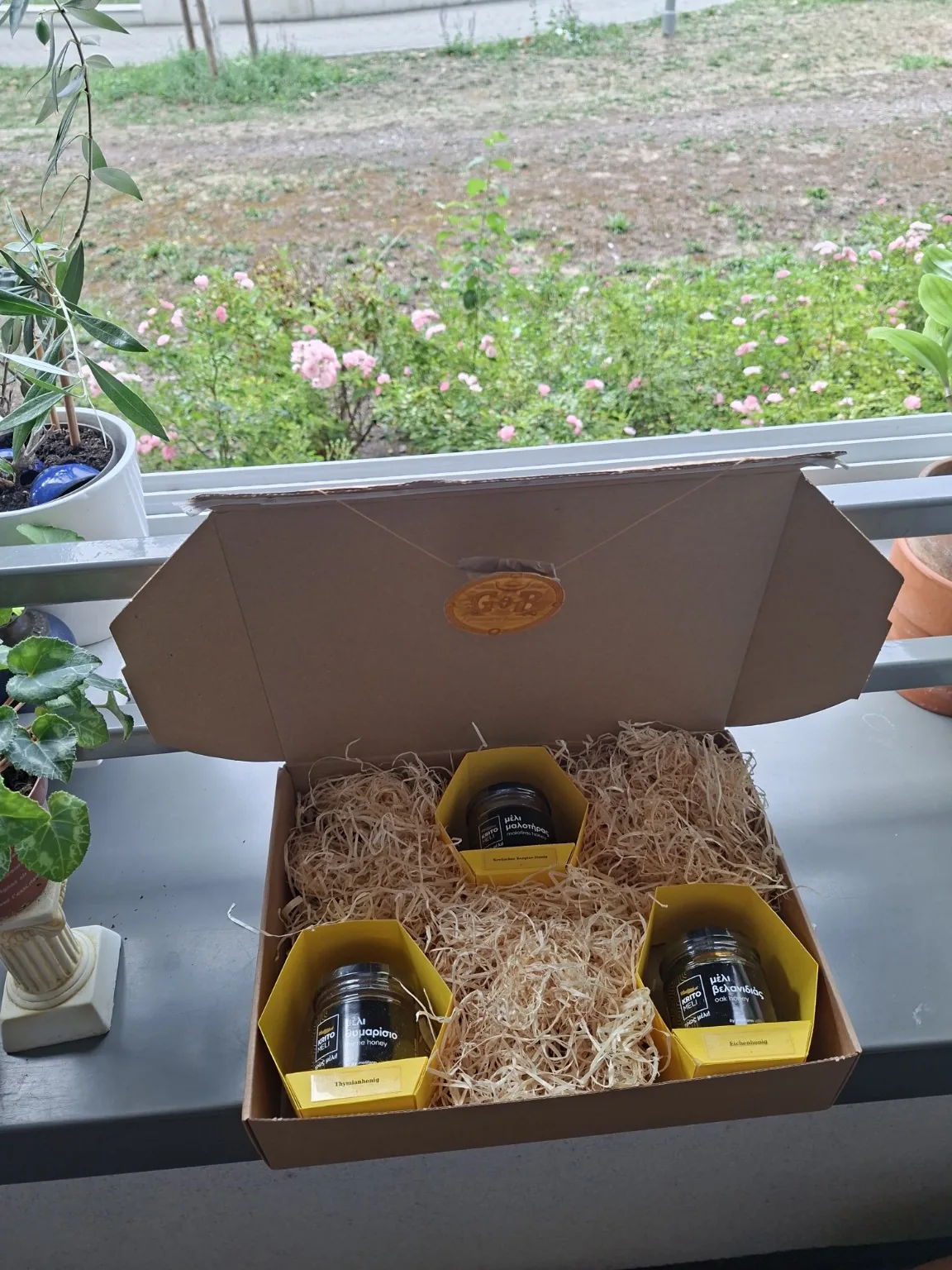 Drei Honiggläser in der Geschenkbox, Aufnahme 8377